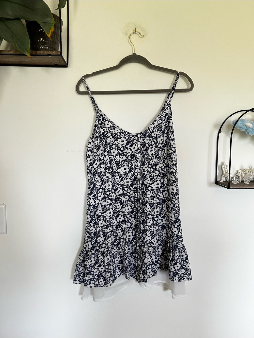 Rails Eleanor Navy & White Floral Print Mini Dress Size Large